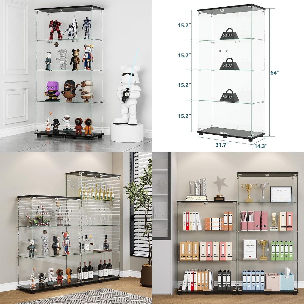B&J Florist Supply Nyc - Display Cabinet with 4Shelf Double Doors