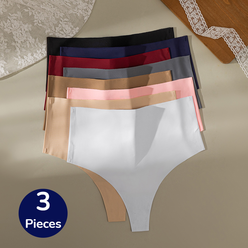 Ribbon Wired Satin - BZEL 3PCS/Set Women's Panties High Waist