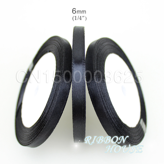 (25 Yards/Roll) 1/4' (6mm) Bla - Ribbon Wired Satin review and price