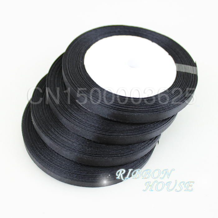 (25 Yards/Roll) 1/4' (6mm) Bla - Ribbon Wired Satin review and price