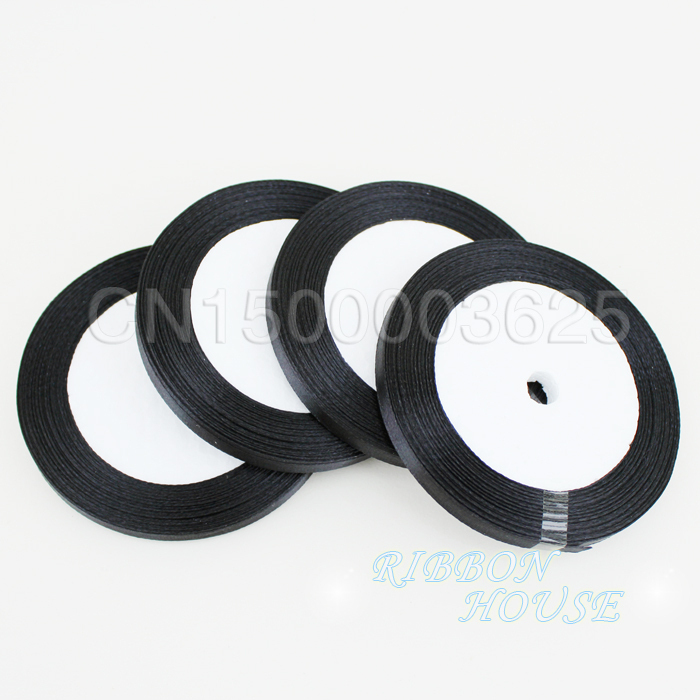 (25 Yards/Roll) 1/4' (6mm) Bla - Ribbon Wired Satin review and price