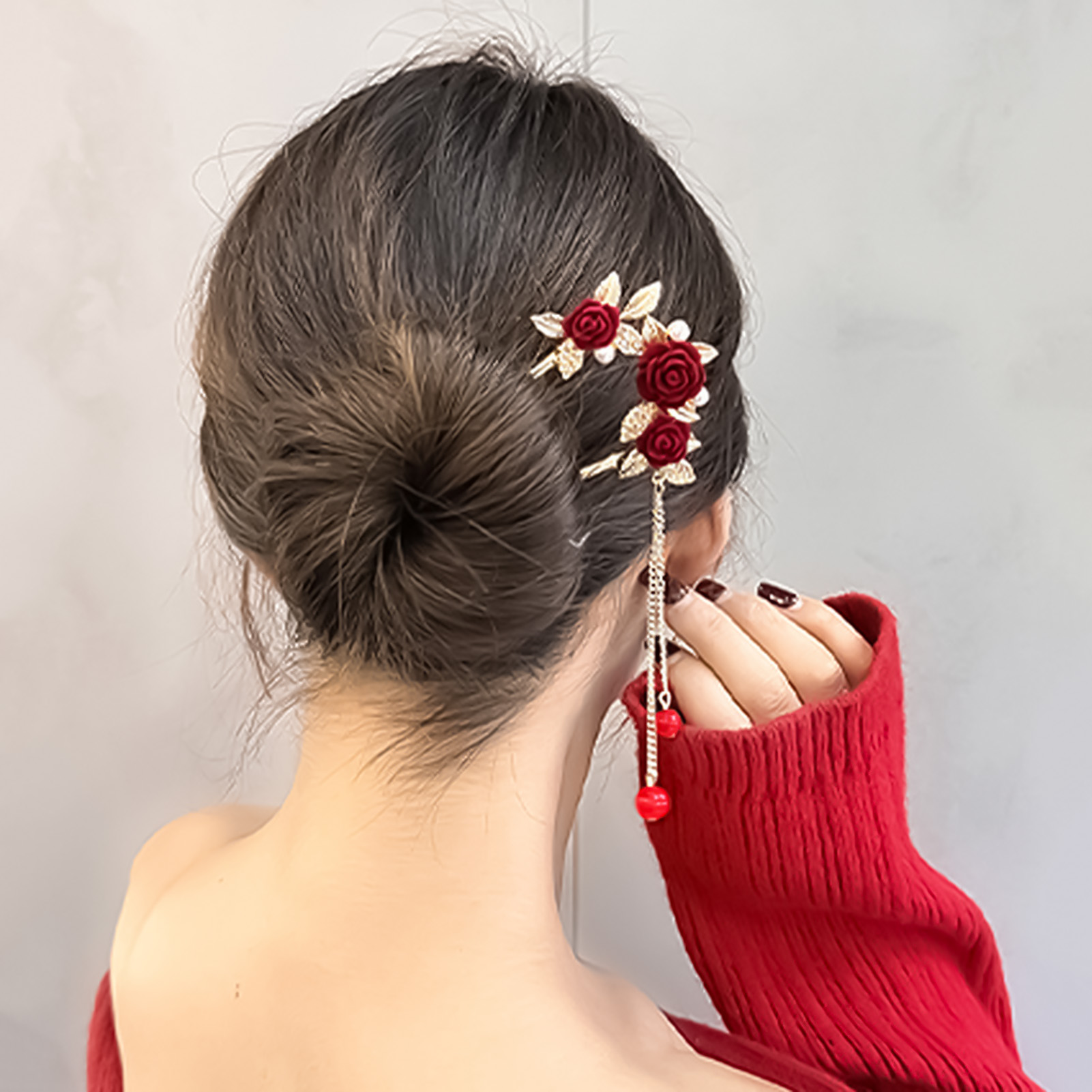 Chinese Style Rose Flower Hair - Flower Supplies review and price