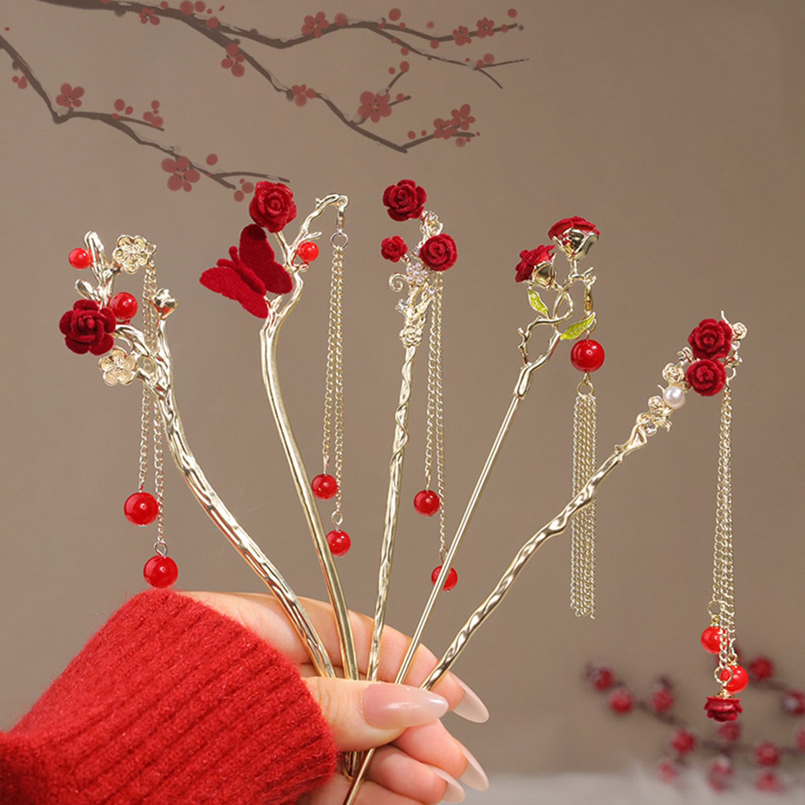 Chinese Style Rose Flower Hair - Flower Supplies review and price