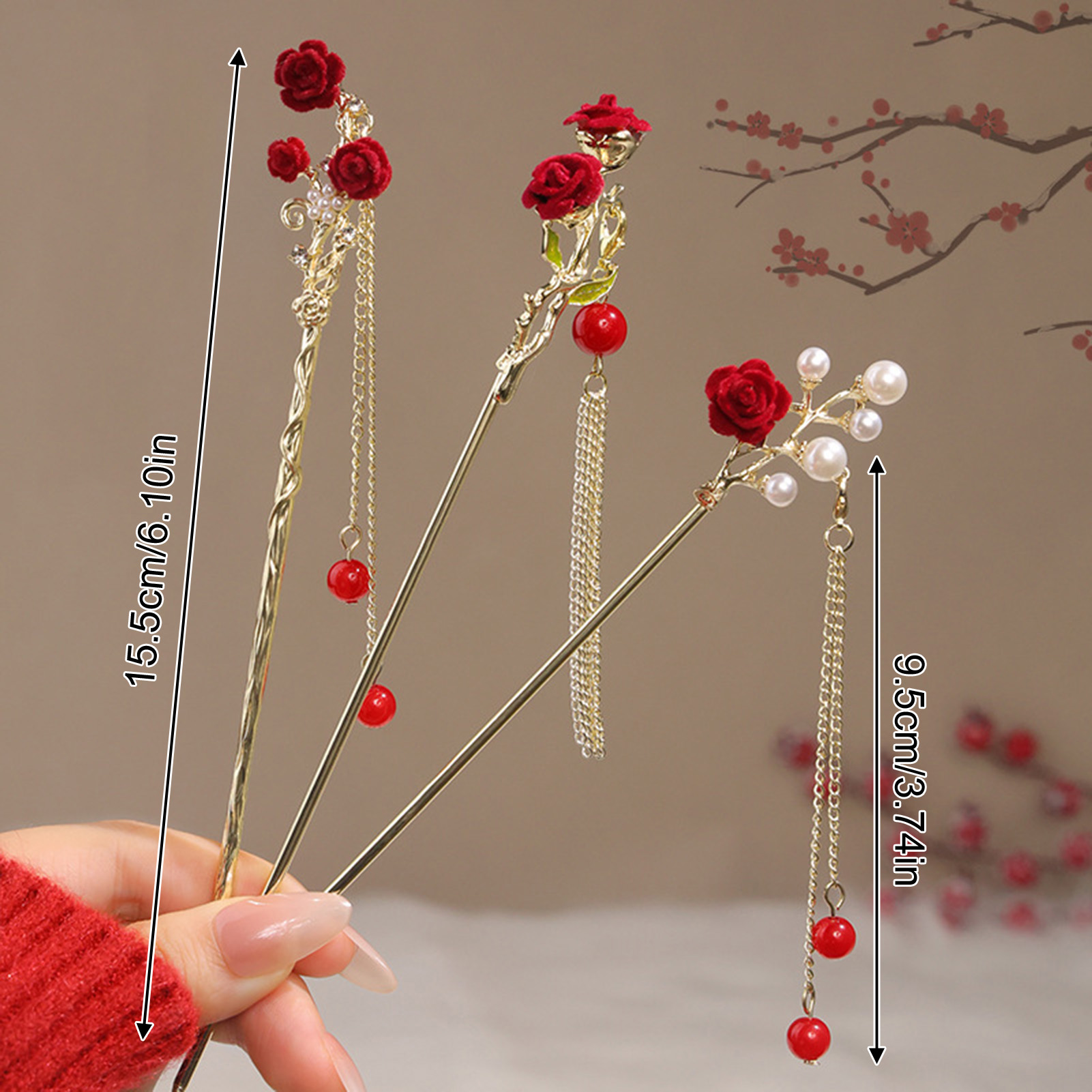 Chinese Style Rose Flower Hair - Flower Supplies review and price