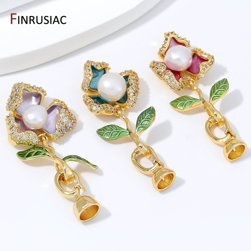 18K Gold Plated Brass Zircon E - Flower Supplies review and price